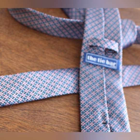 The Tie Bar silk pink & blue tie - Picture 3 of 3